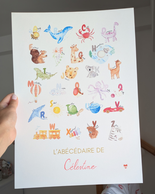 Affiche Abécédaire personnalisée - aquarelle
