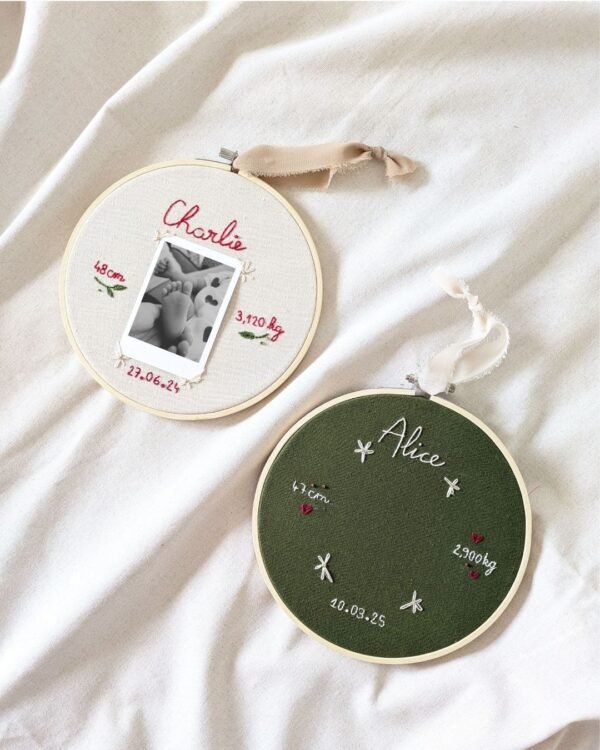 tambour Broderie personnalisée faite main par En Plein Cœur Créations